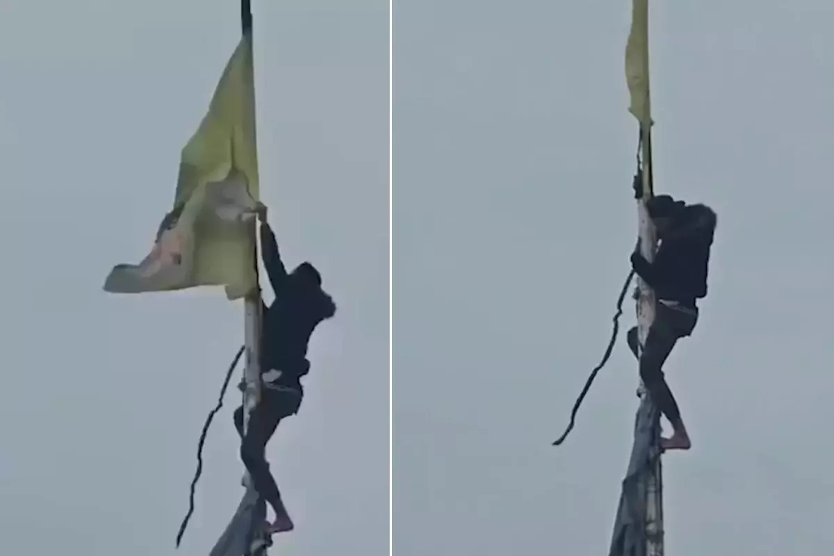 Suriye halk, terör örgütü sembollerini yırtarak indirdi