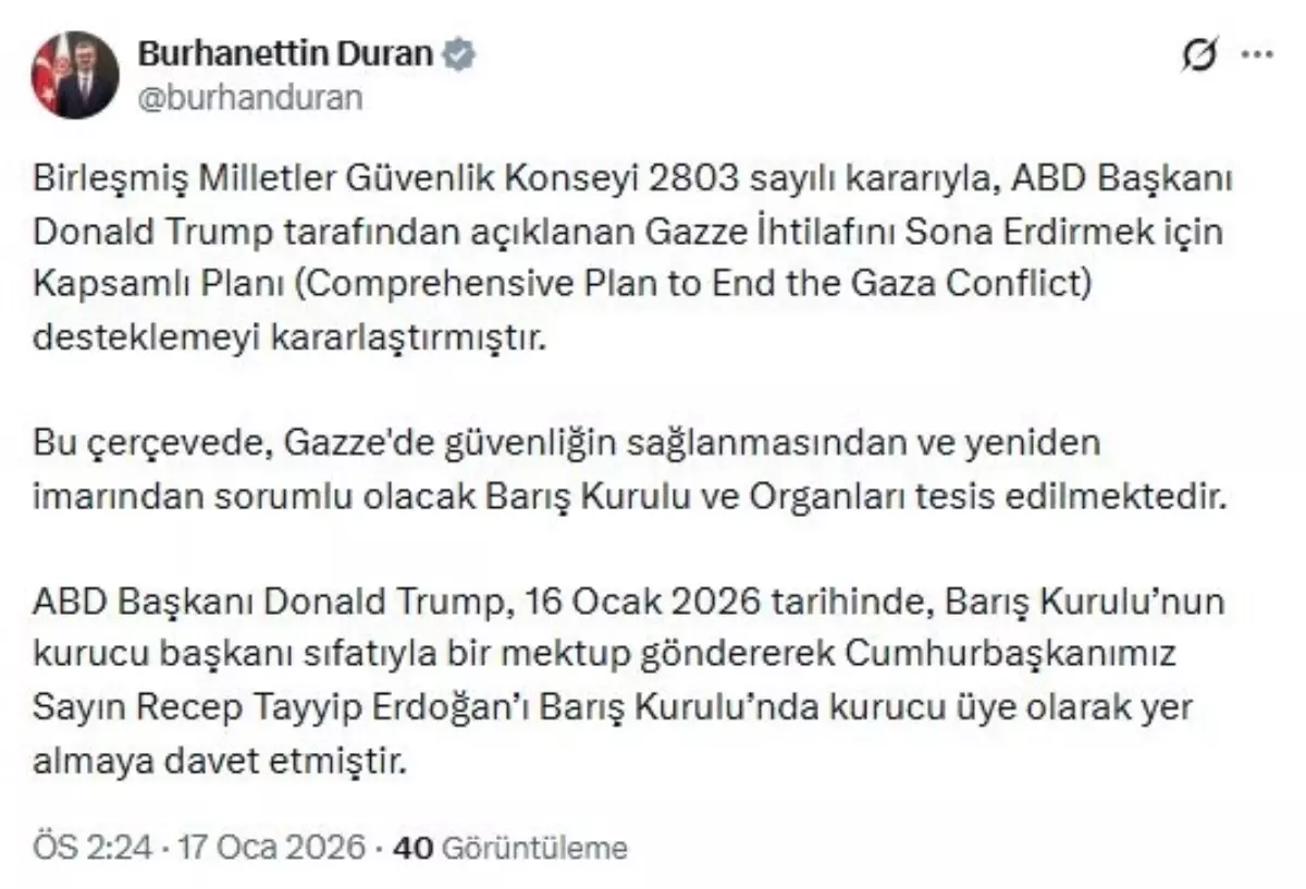 Trump'tan Cumhurbaşkanı Erdoğan'a 'Gazze Barış Kurulu' daveti