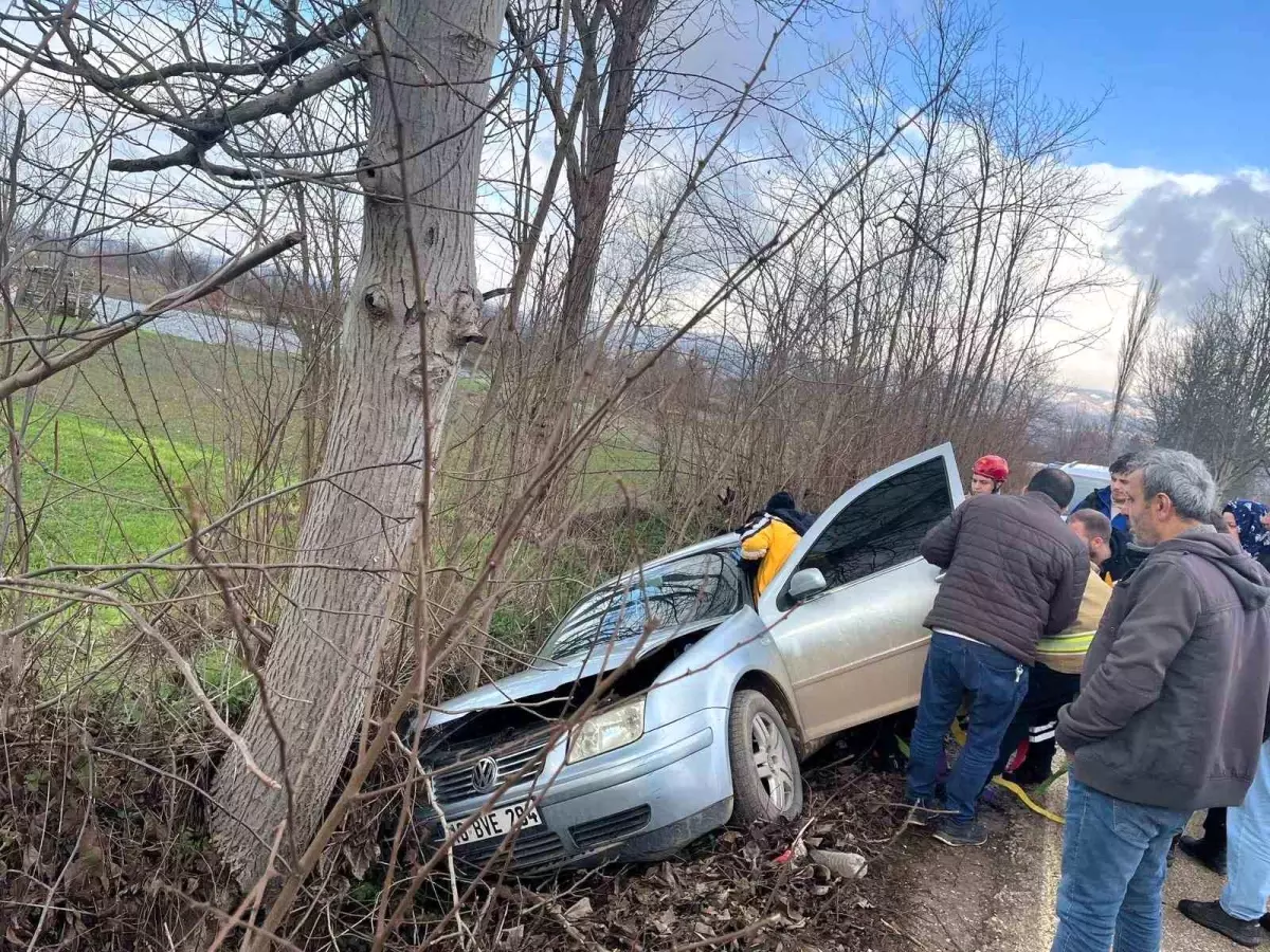 İnegöl'de kontrolden çıkan otomobil ağaca çarptı: 1 yaralı