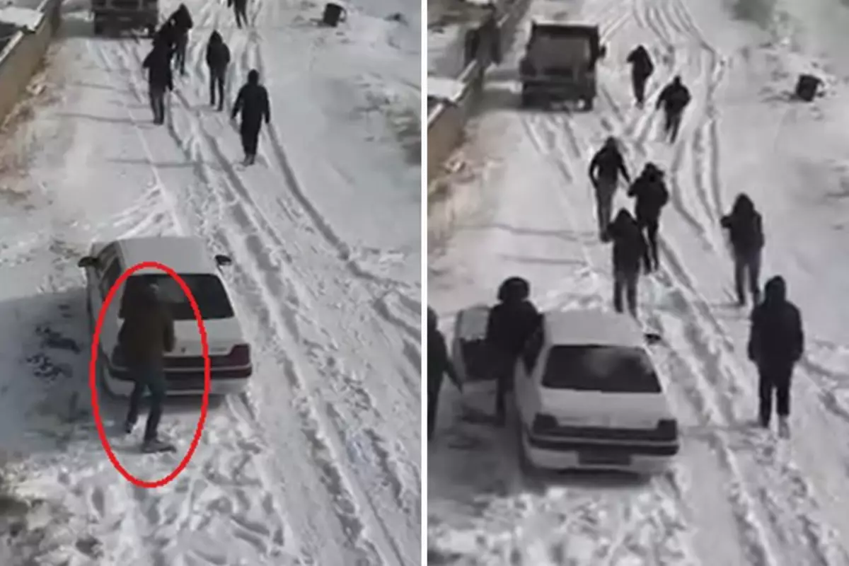 Köpek dövüştürenlerin dronu görüp kaçtığı anlar kamerada