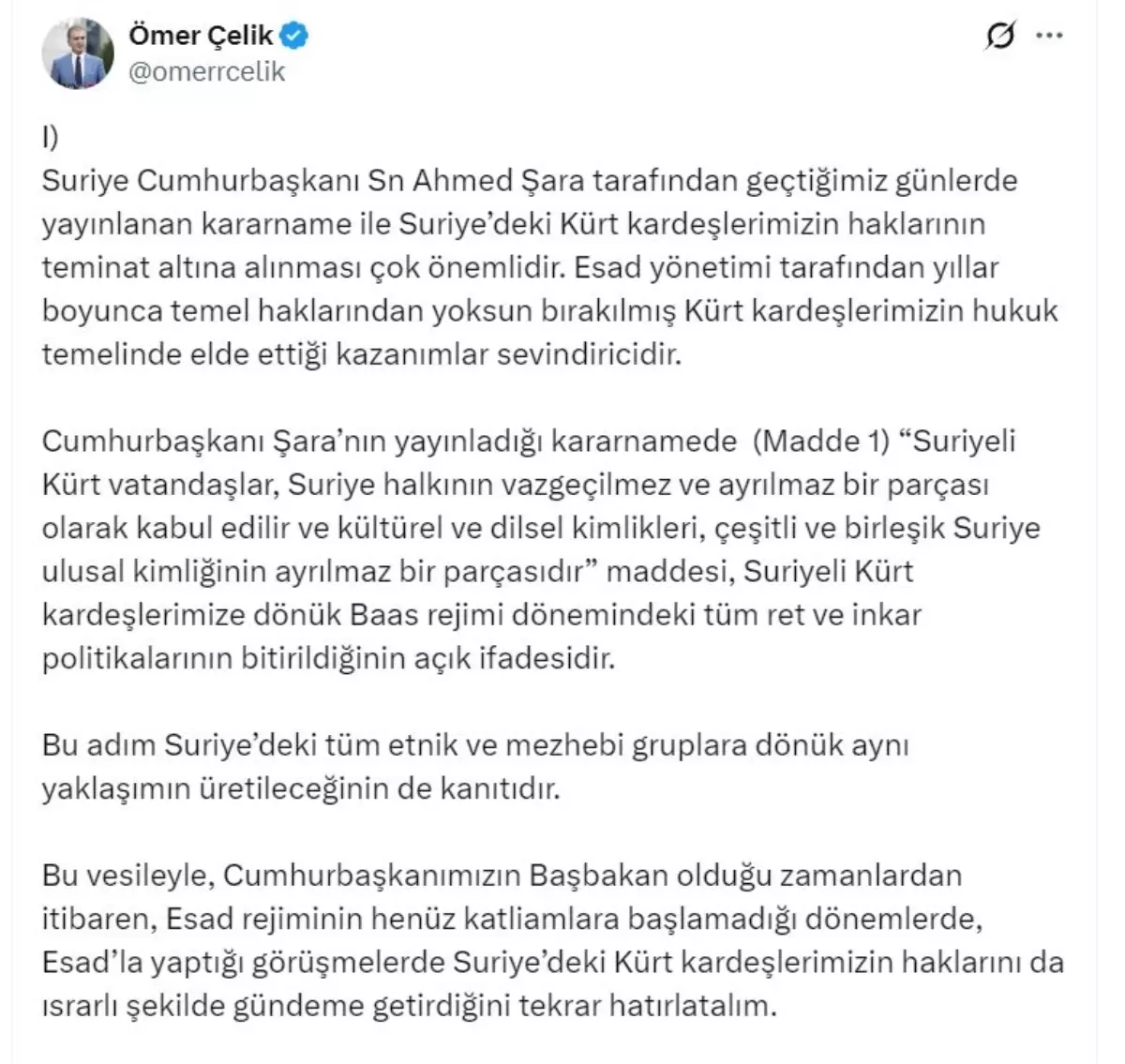 Ömer Çelik: SDG/PKK'nın 'darbe girişimi' durdurulmuştur