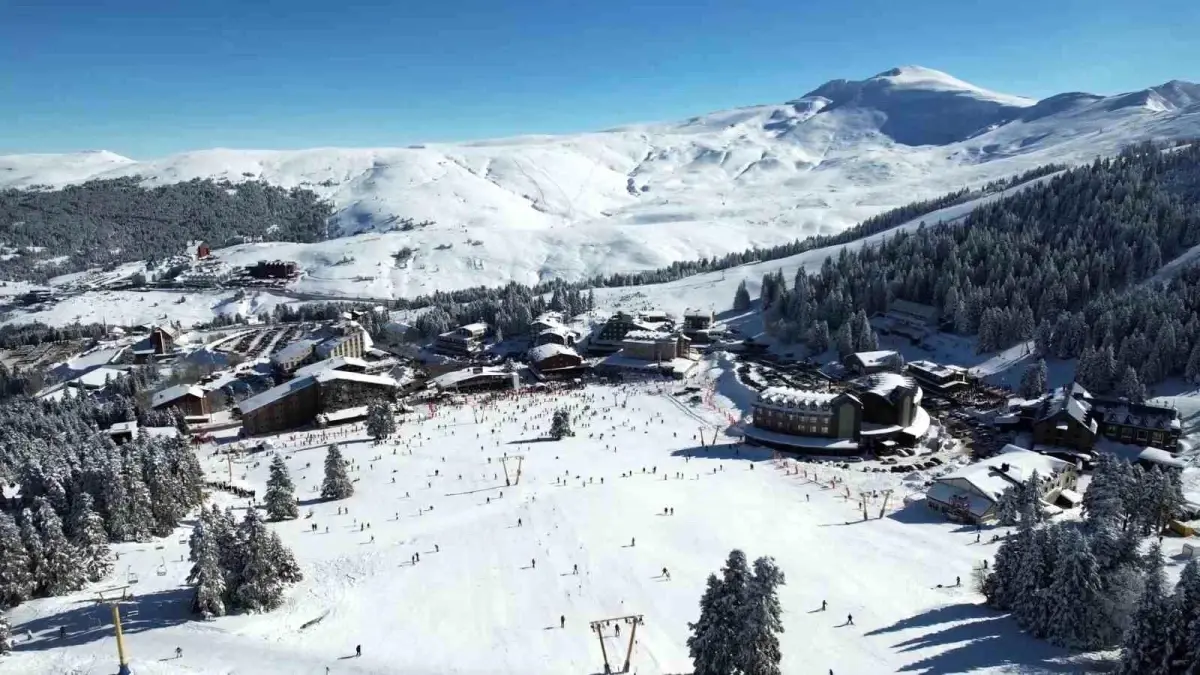 Uludağ'da sömestr yoğunluğu drone görüntülerine yansıdı