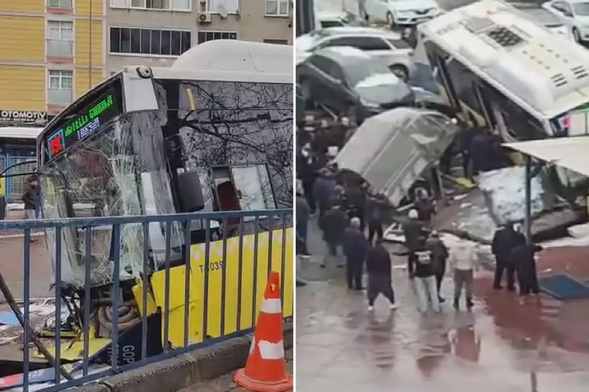 İETT otobüsü otoparka daldı