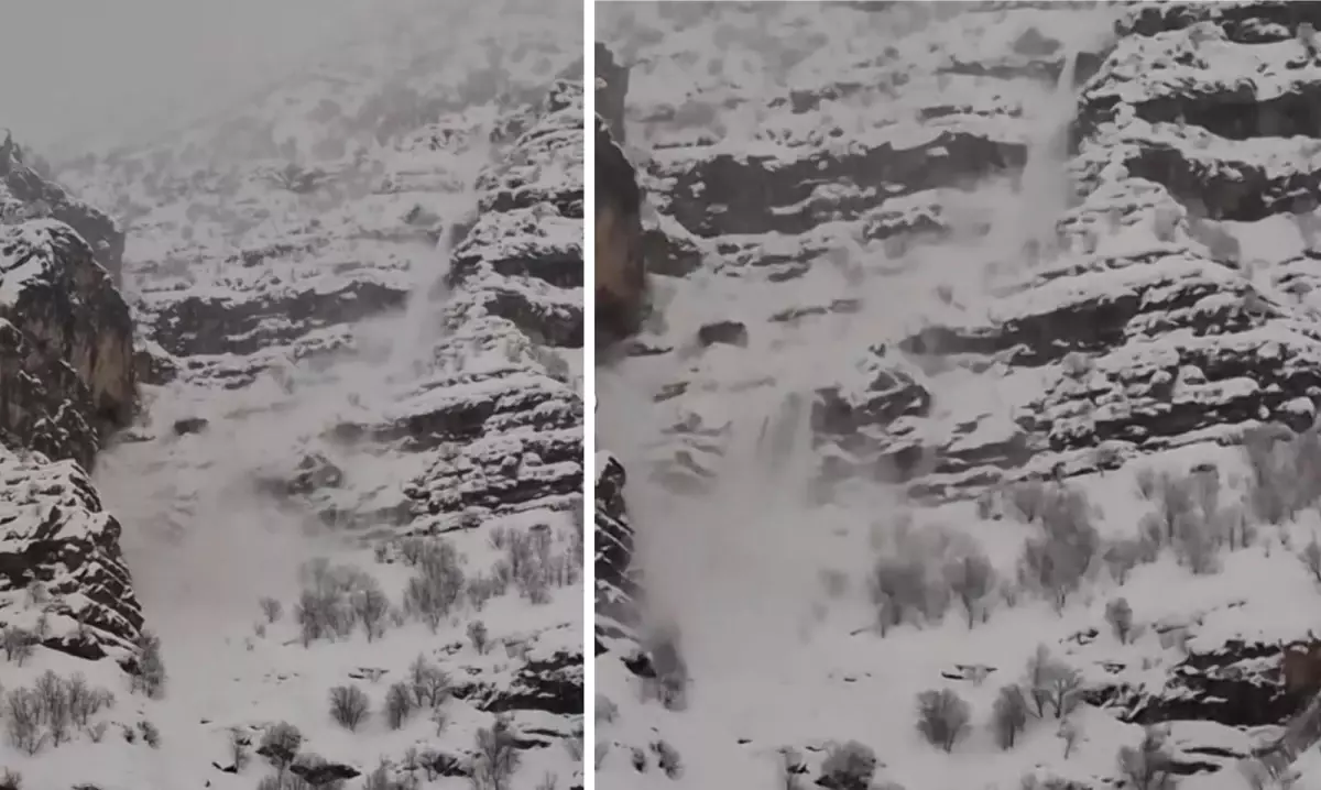 Şırnak'ta çığ düşme anı kameraya yansıdı