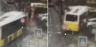 İETT otobüsünün otoparka daldığı anlar kamerada! Bir kişi ezilmekten son saniye kurtuldu