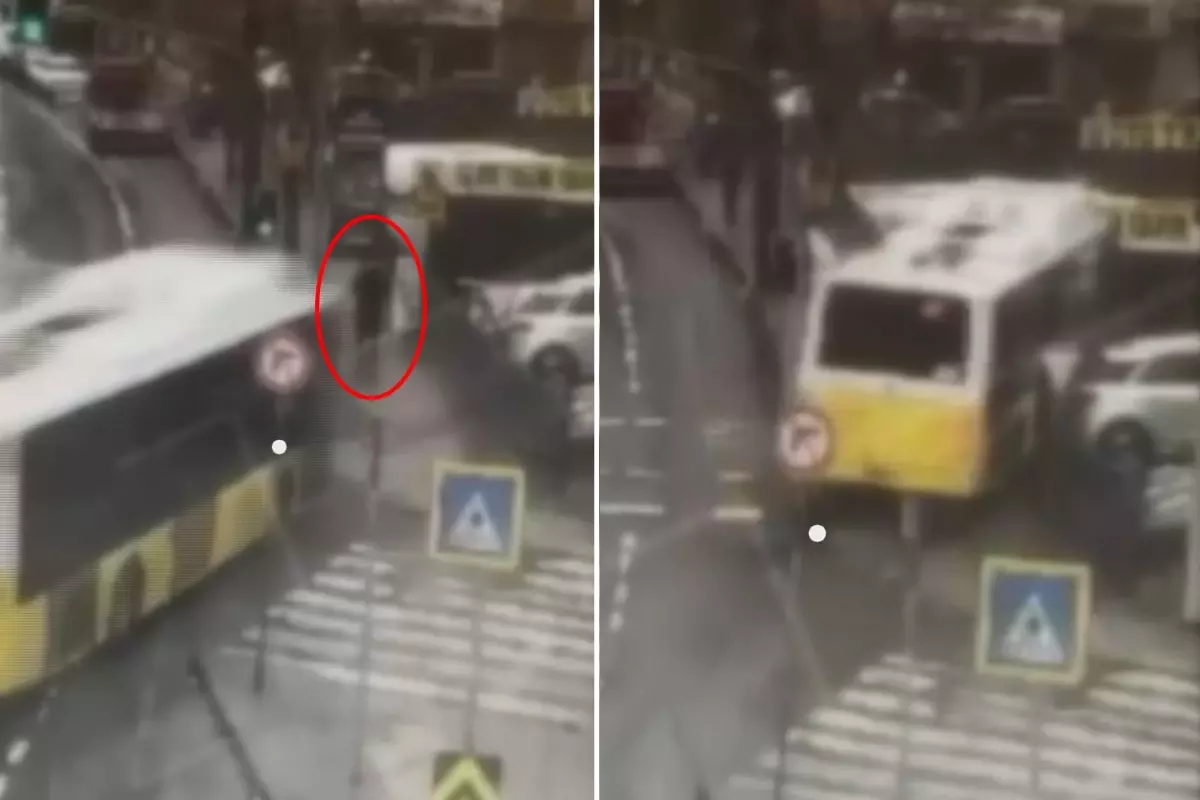 İETT otobüsünün otoparka daldığı anlar kamerada! Bir kişi ezilmekten son saniye kurtuldu