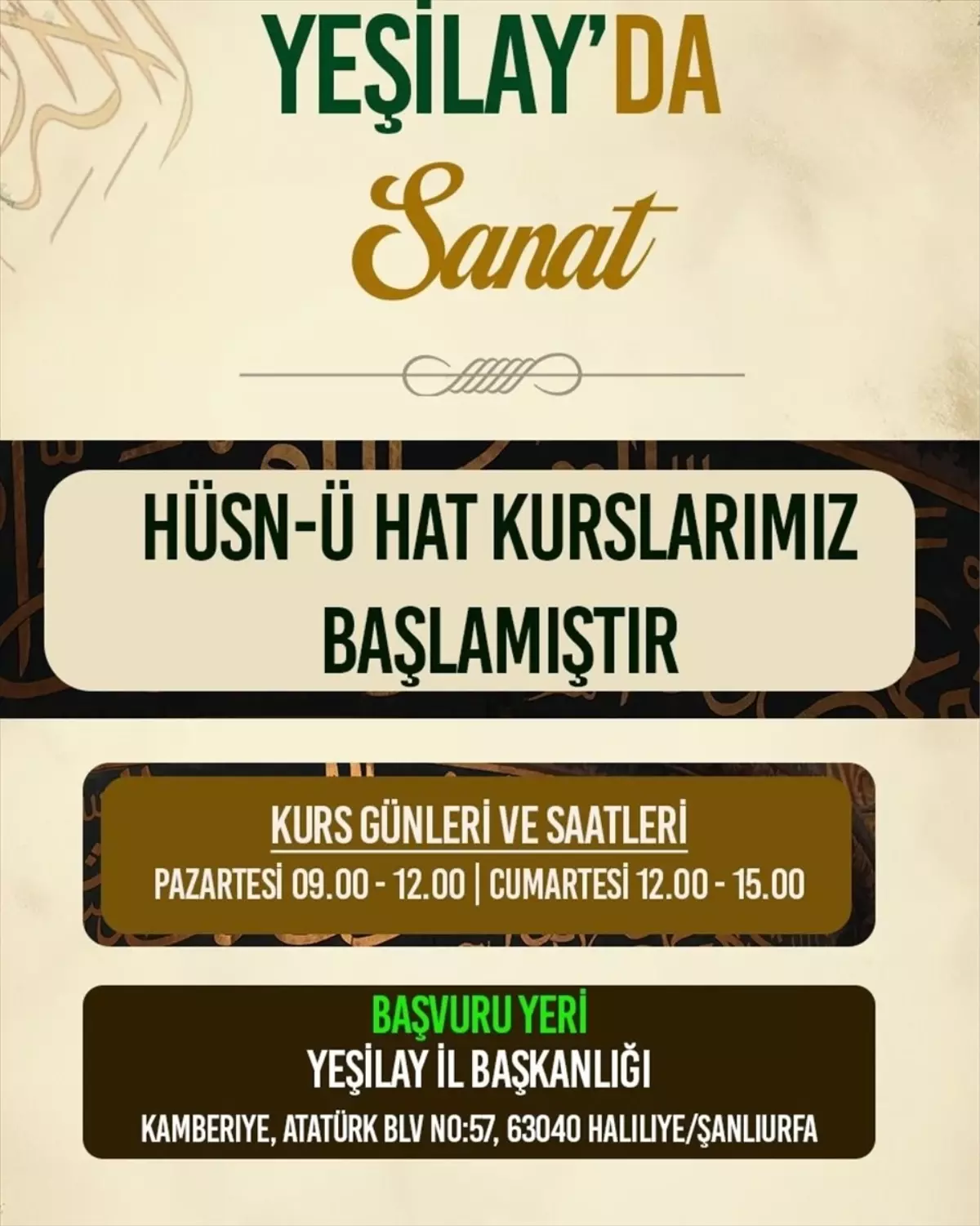 Yeşilay Şanlıurfa Şubesi'nden gönüllülere ücretsiz sanat kursları