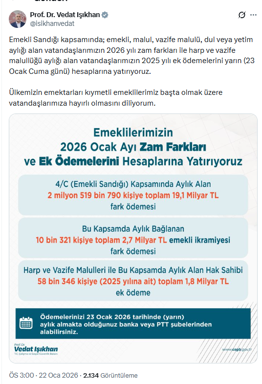 emekli zam farklarinin hesaplara yatirilacagi 19491774 7013 m