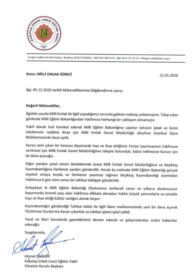 Kabataş Erkek Lisesi'ndeki Feriye Sarayları anlaşmazlığı sürüyor