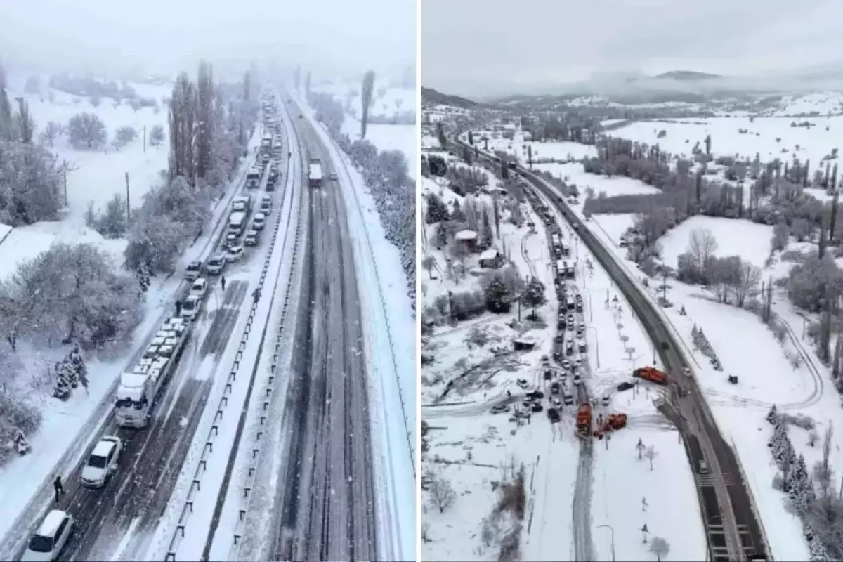 Kar kalınlığı 15 santimetreyi buldu, ulaşım felç oldu
