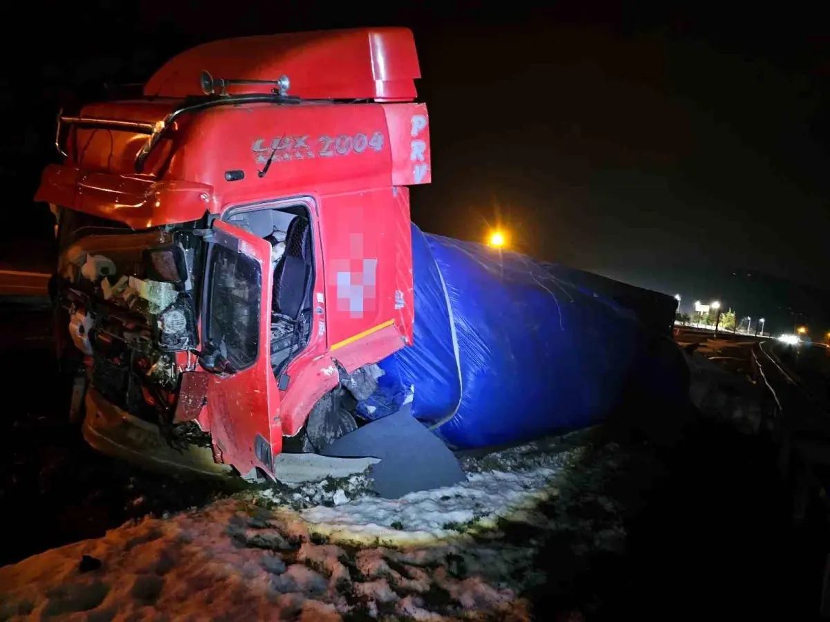Lastik patlayınca yoldan çıktı