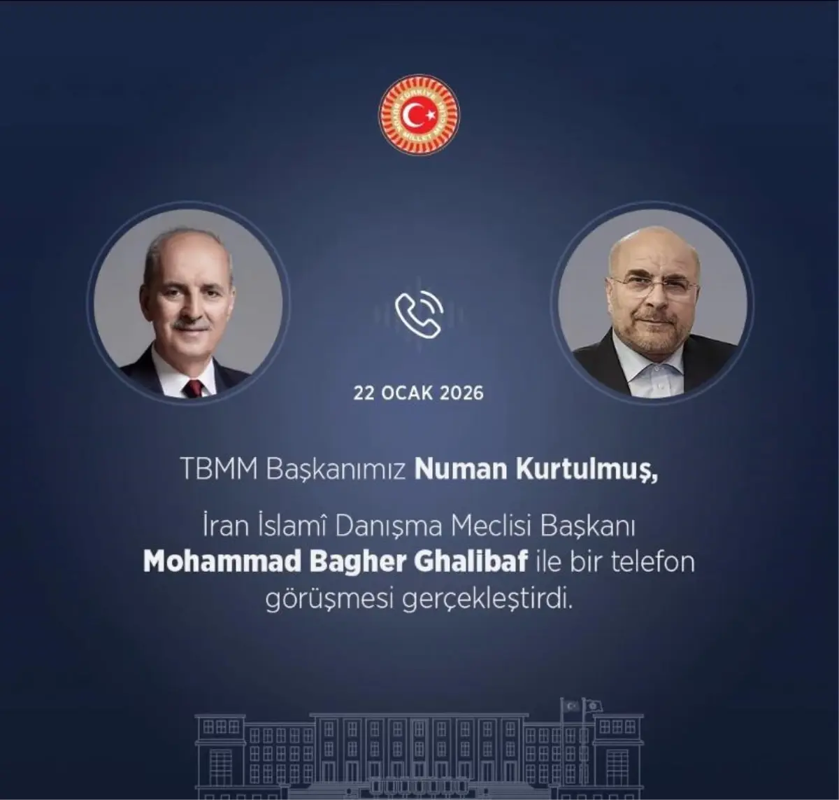 TBMM Başkanı Kurtulmuş, İranlı mevkidaşı Ghalibaf ile görüştü