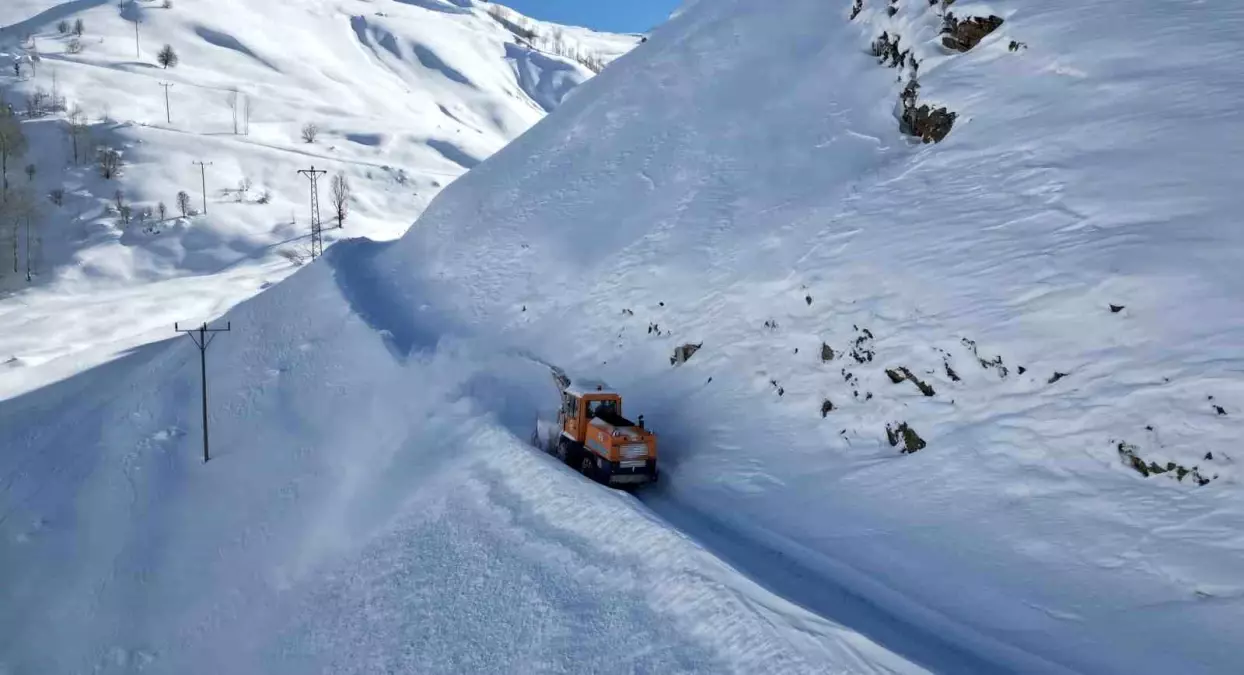 Bitlis'te 3 metreyi bulan köy yollarında karla mücadele