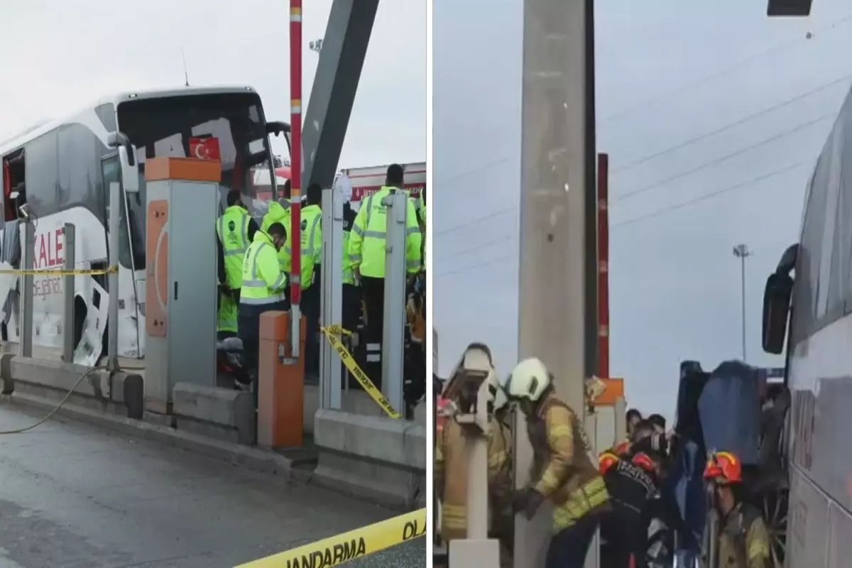 İstanbul'da korkunç kaza! Gişeye girmek isteyen araca otobüs çarptı
