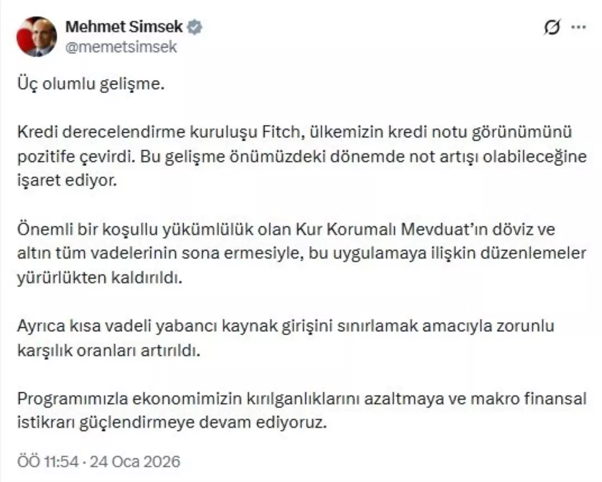 Fitch, Türkiye'nin Kredi Notu Görünümünü Pozitife Çevirdi