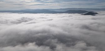 Çorum'da oluşan sis dron ile görüntülendi