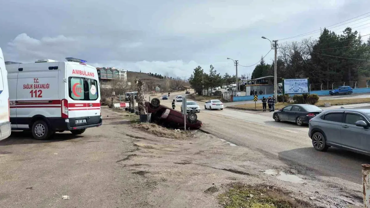 Kontrolden çıkan otomobil takla attı
