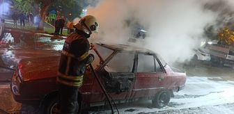 Adana'da park halindeki otomobilde çıkan yangın söndürüldü