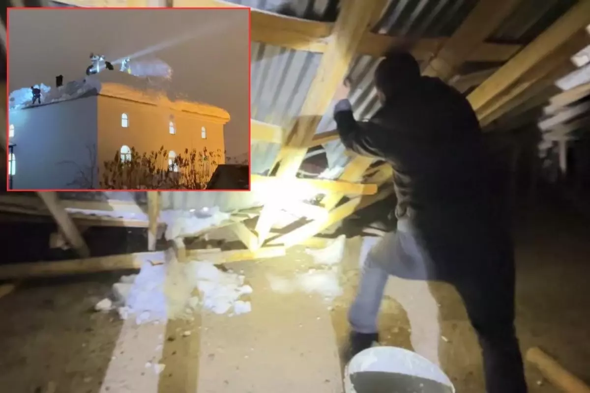 Cemaat namazdayken çatı çöktü! Köy halkı yardıma koştu