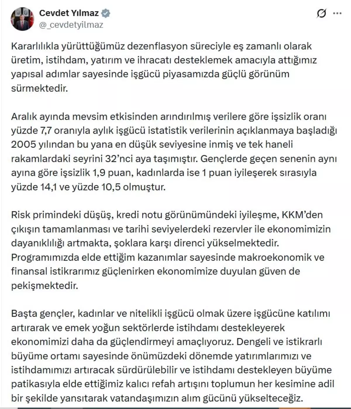 Cevdet Yılmaz: Vatandaşımızın alım gücünü yükselteceğiz