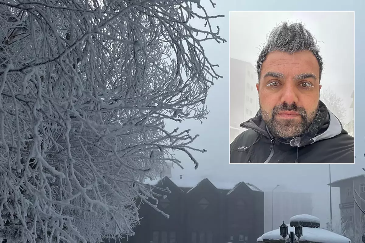 Kent buz kesti, dışarı çıkanların kaş ve kirpikleri donuyor