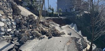 Rize'de istinat duvarının çöktüğü alanda inceleme yapıldı