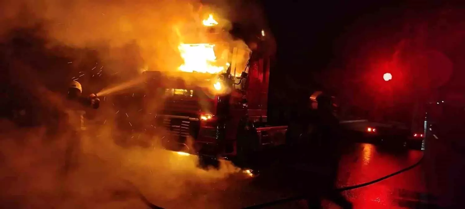Şanlıurfa'da seyir halindeki tır alev topuna döndü