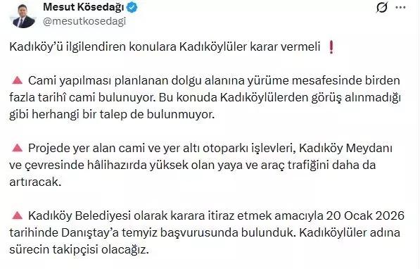 رد من المستشار الرئيسي للرئيس، أوكتاي سارال، على المعترضين على بناء المسجد في كاديكوي