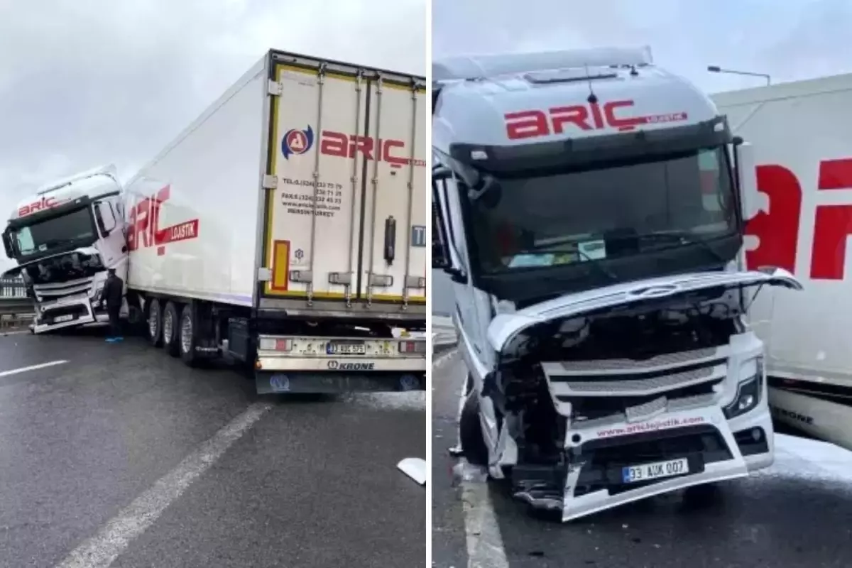 Sağanak nedeniyle direksiyon hakimiyetini kaybetti! Tır makasladı