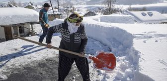 Tunceli'de köylüler damlarda kar atma ve 'loğ' çekme mesaisinde