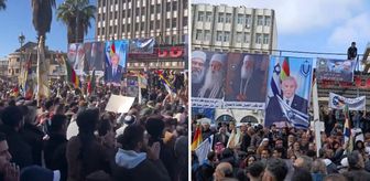 Suriye'de skandal gösteri: İsrail bayrağı ve Netanyahu fotoğraflarıyla sokağa indiler