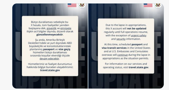 The U.S. Embassy in Turkey has suspended social media posts
