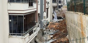 Gaziantep'te sitenin istinat duvarı çökmesi sonucu 4 dairede hasar oluştu