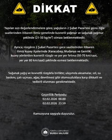 Bursa okullar tatil mi, 3 Şubat Salı Bursa'da okul yok mu (BURSA VALİLİĞİ - KAR TATİLİ)?