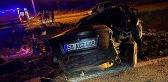 Samsun'da devrilen otomobilin sürücüsü öldü
