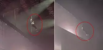 Ünlü şarkıcı 20 metreden yere çakıldı! Korku dolu anlar kamerada