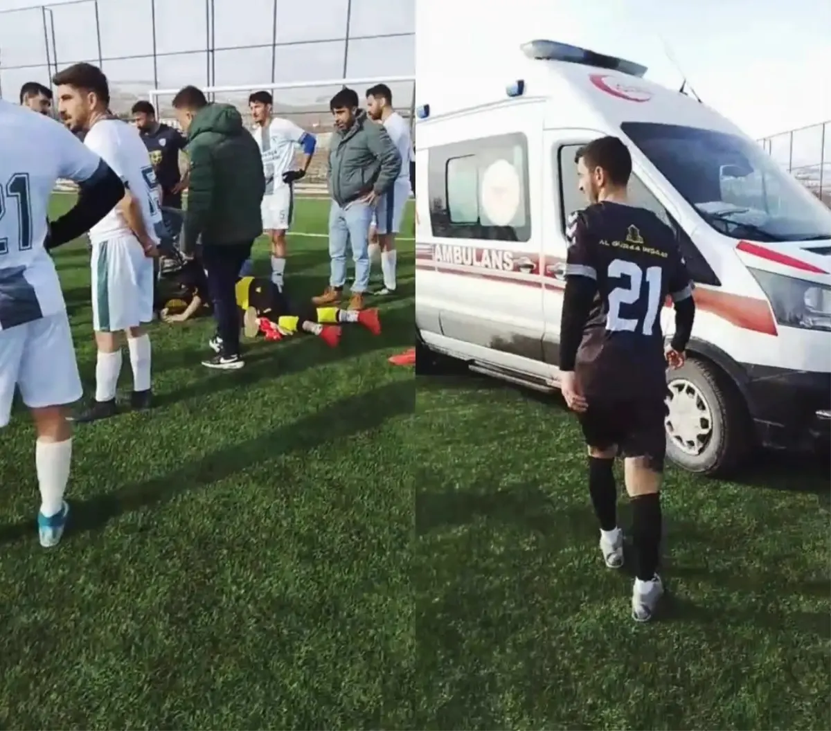 Dili boğazına kaçan kaleci, polisin müdahalesi ile kurtuldu