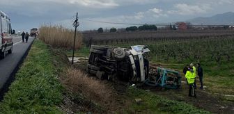 Manisa'da çekiciye bağlı kamyonun devrilmesi sonucu 1 kişi yaralandı