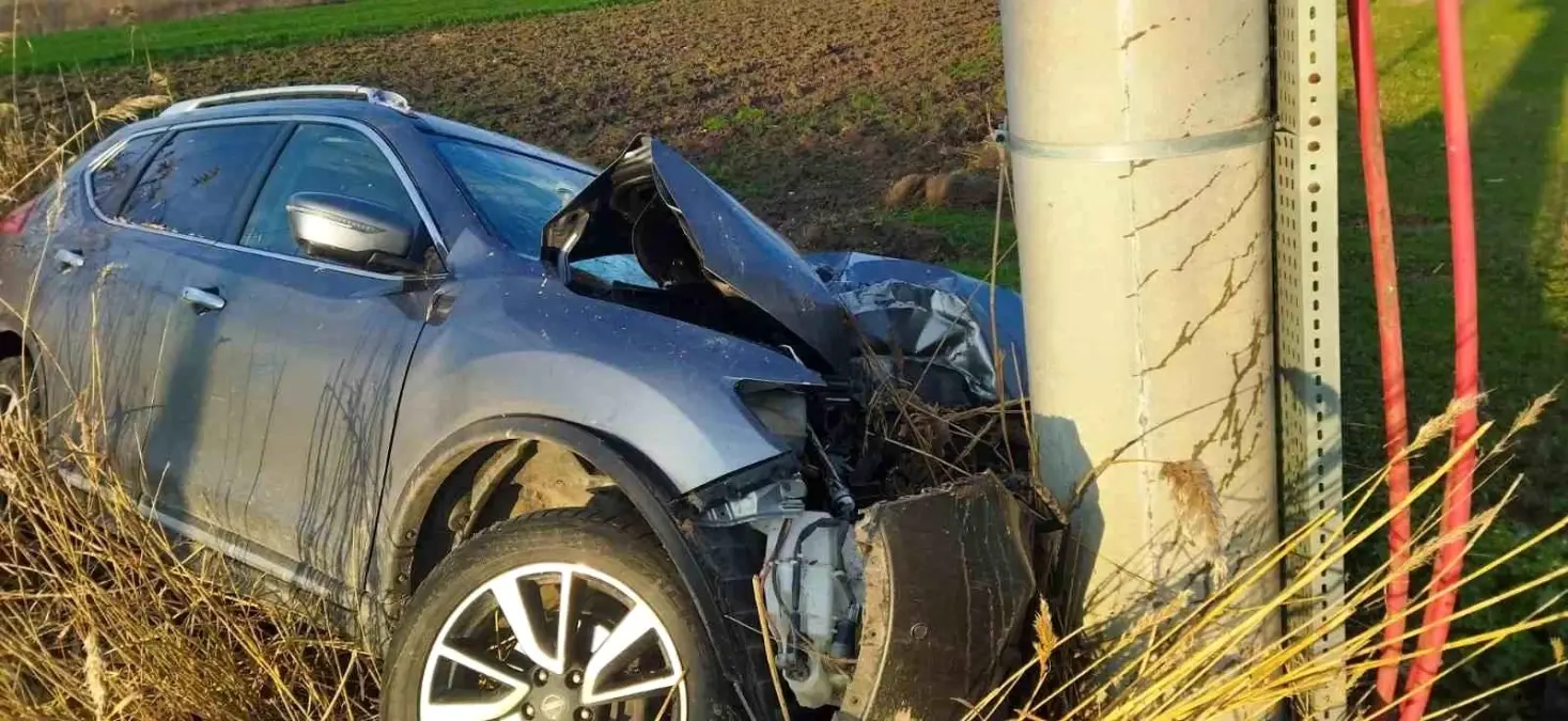 Direğe çarpan otomobil sürücüsü yaralandı