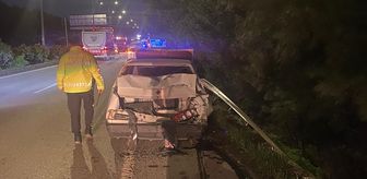 Muğla'da otomobille çarpışıp şarampole devrilen vincin sürücüsü yaralandı