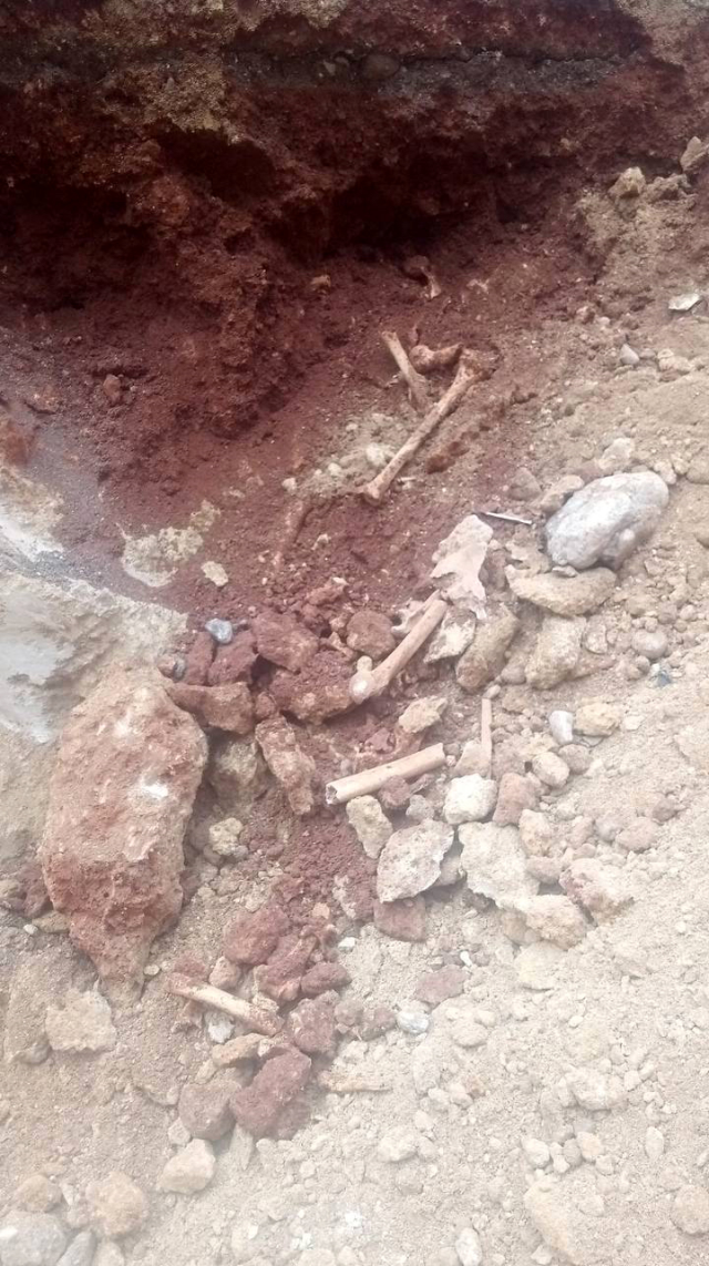 Bones believed to belong to a human were found during the infrastructure work
