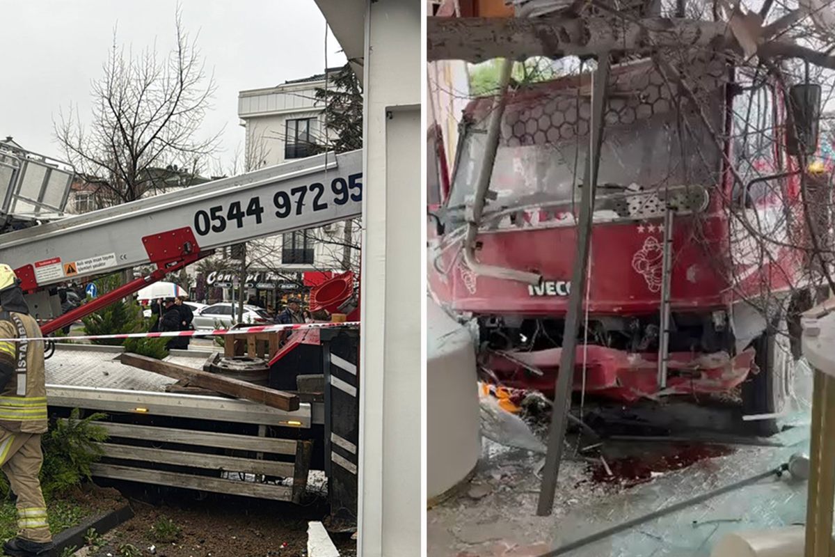 Büyükçekmece'de sepetli vinç diş hekimliği polikliniğine daldı: 2 kişi yaralandı