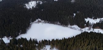 Artvin'in 'sakin şehir' ünvanlı Şavşat ilçesindeki Karagöl'ün yüzeyi buz tuttu