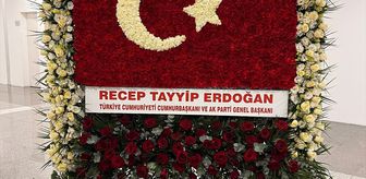 Cumhurbaşkanı Erdoğan'dan MHP'nin 57. kuruluş yıl dönümü için Türk bayraklı kutlama çiçeği