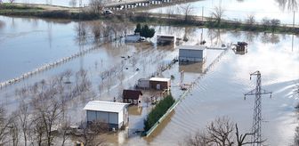 Edirne'de Meriç Nehri'nin debisi artmaya devam ediyor