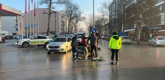 Edirne'de otomobille motosikletin çarpıştığı kaza kamerasında