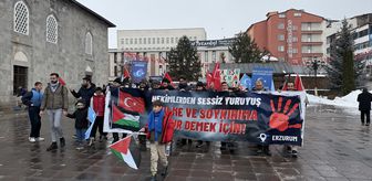 Erzurum'da sağlıkçılar Gazze için sessiz yürüyüşlerini 117. haftada sürdürdü