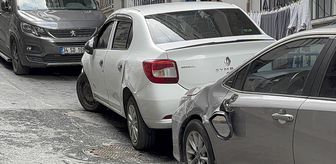 Esenler'de arızalı otomobilin yüklendiği çekicinin yokuştan kayması kamerada
