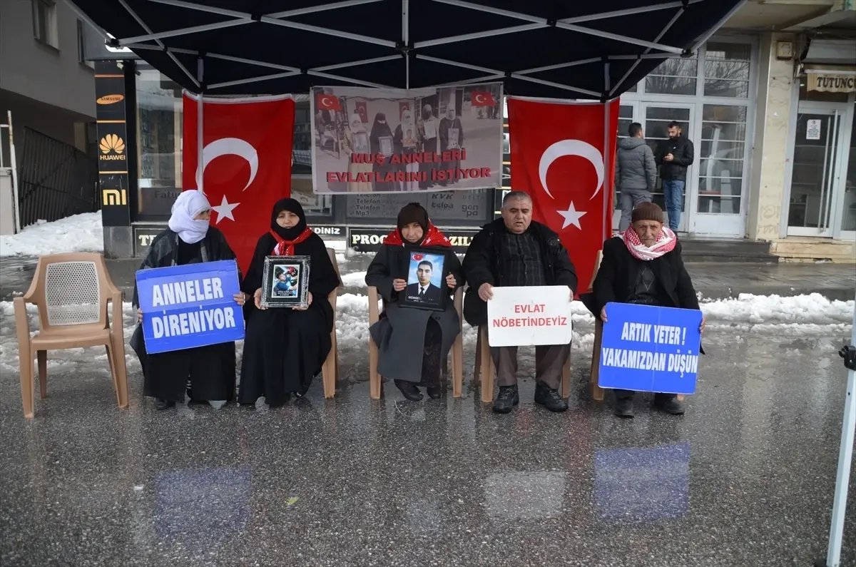 Muş'ta evlatlarına kavuşmak isteyen aileler, DEM Parti önündeki eylemlerini sürdürdü