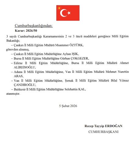 Yeni İl Milli Eğitim Müdürleri atandı! Çankırı, Bursa, Edirne, Adana, Van, Balıkesir yeni Milli Eğitim Müdürü kim oldu?